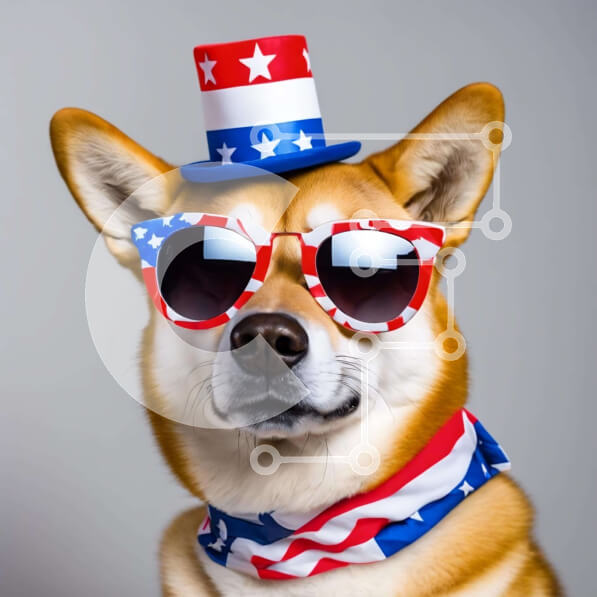 Intra Συλλεκτικό Ξύλινο Παζλ Plywood  4mm - Patriotic Dog με στολή 4ης Ιουλίου Σε Ξύλινο Κουτί - Διαστάσεις: 10x10 cm – 25 κομμάτια