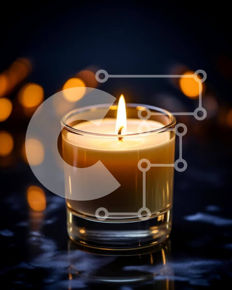 Intra Συλλεκτικό Ξύλινο Παζλ Plywood  4mm - Αναμμένο κερί στο σκοτάδι με πολύχρωμα φώτα Σε Ξύλινο Κουτί - Διαστάσεις Puzzle: 10x10 cm – 25 κομμάτια