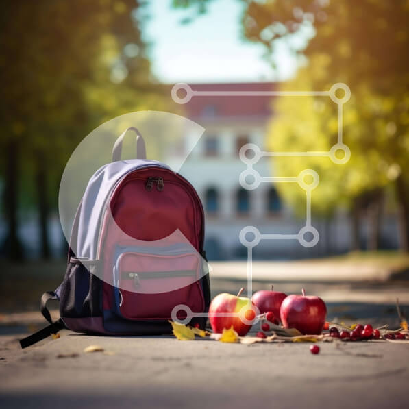 Intra Συλλεκτικό Ξύλινο Παζλ Plywood  4mm - Κόκκινο σακίδιο πλάτης, μήλα και φύλλα Σε Ξύλινο Κουτί - Διαστάσεις: 10x10 cm – 25 κομμάτια