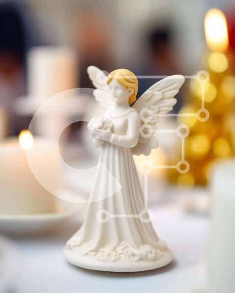 Intra Συλλεκτικό Ξύλινο Παζλ Plywood  4mm - Ειδώλιο αγγέλου στο τραπέζι με κεριά και ασημικά Σε Ξύλινο Κουτί - Διαστάσεις Puzzle: 10x10 cm – 25 κομμάτια