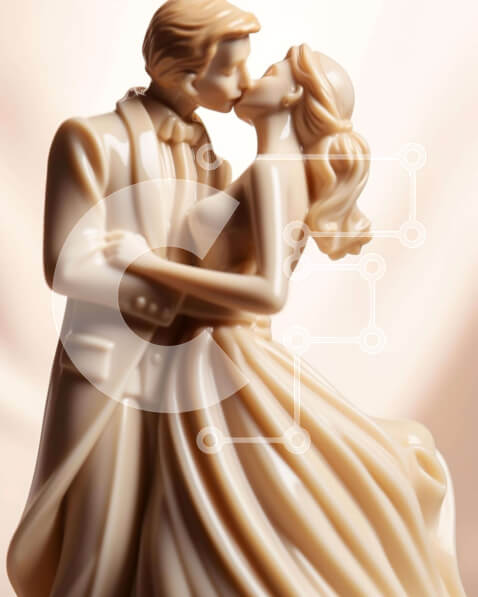 Intra Συλλεκτικό Ξύλινο Παζλ Plywood  4mm - Φιγούρα νύφης και γαμπρού που φιλιούνται με επίσημη ενδυμασία Σε Ξύλινο Κουτί - Διαστάσεις Puzzle: 10x10 cm – 25 κομμάτια