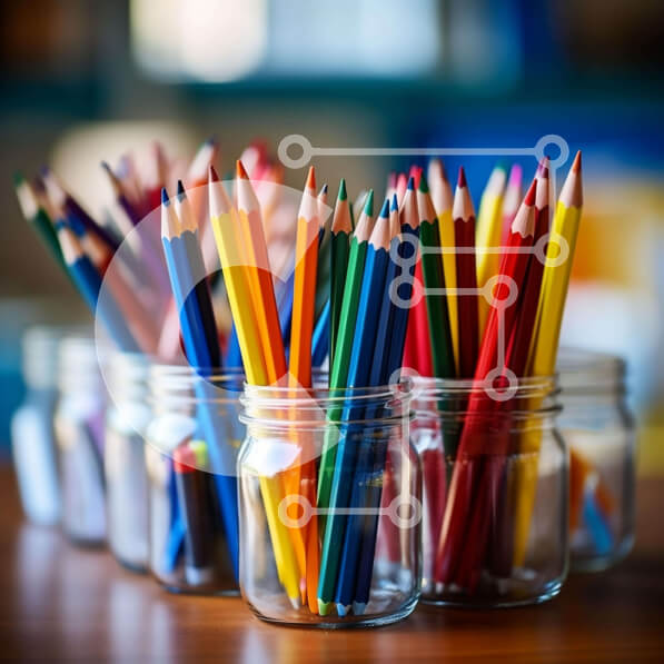 Intra Συλλεκτικό Ξύλινο Παζλ Plywood  4mm - Πολύχρωμα μολύβια σε γυάλινα βάζα Σε Ξύλινο Κουτί - Διαστάσεις: 10x10 cm – 25 κομμάτια