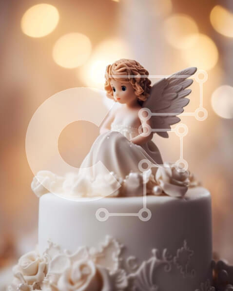 Σετ των 2 Intra Συλλεκτικό Ξύλινο Παζλ Plywood  4mm - Λευκή τούρτα με διακοσμητικό ειδώλιο αγγέλου Σε Ξύλινο Κουτί - Διαστάσεις: 10x10 cm – 25 κομμάτια