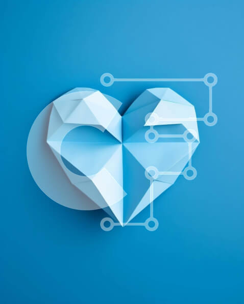 Intra Συλλεκτικό Ξύλινο Παζλ Plywood  4mm - Μπλε καρδιά Origami σε μπλε φόντο Σε Ξύλινο Κουτί - Διαστάσεις: 10x10 cm – 25 κομμάτια