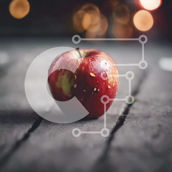 Σετ των 2 Intra Συλλεκτικό Ξύλινο Παζλ Plywood  4mm - Κατεστραμμένο κόκκινο μήλο σε ημιτελές ξύλινο τραπέζι Σε Ξύλινο Κουτί - Διαστάσεις: 10x10 cm – 25 κομμάτια