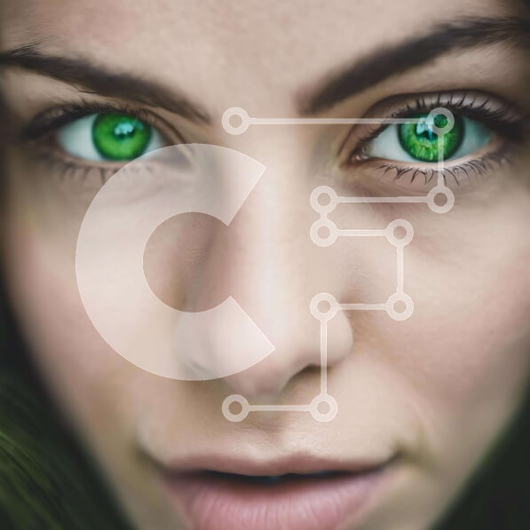 Σετ των 2 Intra Συλλεκτικό Ξύλινο Παζλ Plywood  4mm - Κοντινό πλάνο γυναίκας με πράσινα μάτια Σε Ξύλινο Κουτί - Διαστάσεις: 10x10 cm – 25 κομμάτια