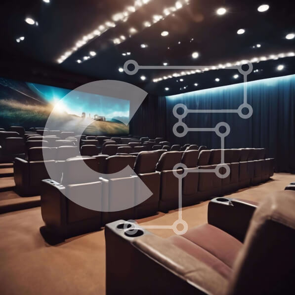 Intra Συλλεκτικό Ξύλινο Παζλ Plywood  4mm - Άδειος κινηματογράφος με μεγάλη οθόνη και σειρές από καρέκλες Σε Ξύλινο Κουτί - Διαστάσεις Puzzle: 10x10 cm – 25 κομμάτια