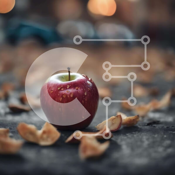 Σετ των 2 Intra Συλλεκτικό Ξύλινο Παζλ Plywood  4mm - Κόκκινο μήλο στα πεσμένα φύλλα Σε Ξύλινο Κουτί - Διαστάσεις: 10x10 cm – 25 κομμάτια