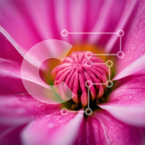 Intra Συλλεκτικό Ξύλινο Παζλ Plywood  4mm - Κοντινό πλάνο του ροζ λουλουδιού με δροσοσταλίδες Σε Ξύλινο Κουτί - Διαστάσεις: 10x10 cm – 25 κομμάτια