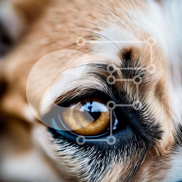 Intra Συλλεκτικό Ξύλινο Παζλ Plywood  4mm - Κοντινό πλάνο του ματιού του σκύλου που κοιτάζει την κάμερα Σε Ξύλινο Κουτί - Διαστάσεις: 10x10 cm – 25 κομμάτια