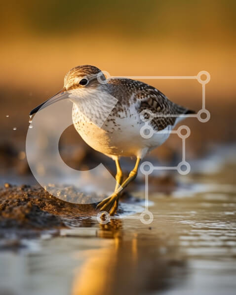 Σετ των 2 Intra Συλλεκτικό Ξύλινο Παζλ Plywood  4mm - Πόσιμο νερό πουλιών στη ρηχή λίμνη Σε Ξύλινο Κουτί - Διαστάσεις: 10x10 cm – 25 κομμάτια