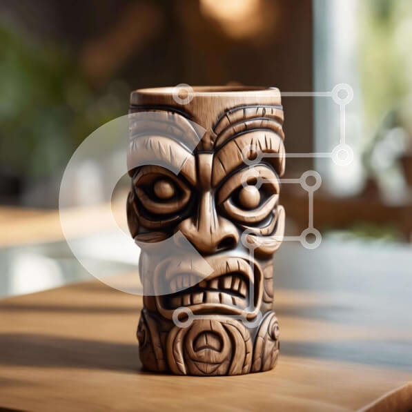 Intra Συλλεκτικό Ξύλινο Παζλ Plywood  4mm - Ξύλινη οθόνη Tiki Cup Σε Ξύλινο Κουτί - Διαστάσεις: 10x10 cm – 25 κομμάτια