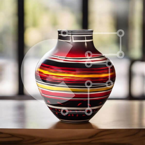 Intra Συλλεκτικό Ξύλινο Παζλ Plywood  4mm - Πολύχρωμο γυάλινο βάζο σε ξύλινο τραπέζι Σε Ξύλινο Κουτί - Διαστάσεις: 10x10 cm – 25 κομμάτια