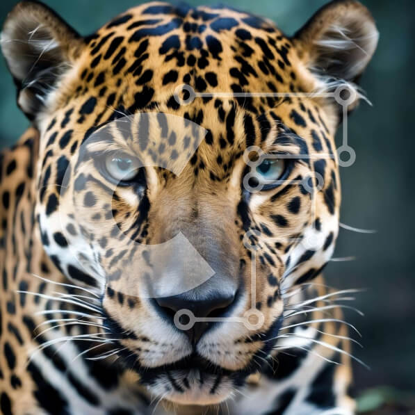 Intra Συλλεκτικό Ξύλινο Παζλ Plywood  4mm - Jaguar με μπλε μάτια κοιτάζοντας την κάμερα Σε Ξύλινο Κουτί - Διαστάσεις: 10x10 cm – 25 κομμάτια