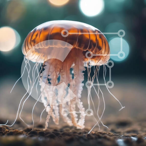 Intra Συλλεκτικό Ξύλινο Παζλ Plywood  4mm - Μέδουσες που κολυμπούν σε τροπικά νερά Σε Ξύλινο Κουτί - Διαστάσεις: 10x10 cm – 25 κομμάτια