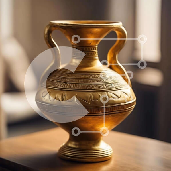 Intra Συλλεκτικό Ξύλινο Παζλ Plywood  4mm - Χρυσό αντίκες βάζο σε ξύλινο τραπέζι Σε Ξύλινο Κουτί - Διαστάσεις: 10x10 cm – 25 κομμάτια