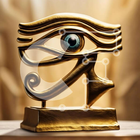 Intra Συλλεκτικό Ξύλινο Παζλ Plywood  4mm - Αιγυπτιακό άγαλμα ματιού του Ώρου Σε Ξύλινο Κουτί - Διαστάσεις Puzzle: 10x10 cm – 25 κομμάτια