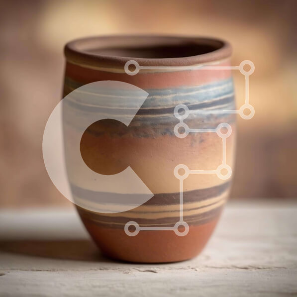 Intra Συλλεκτικό Ξύλινο Παζλ Plywood  4mm - Καφέ και πορτοκαλί κεραμικό βάζο σε ξύλινο τραπέζι Σε Ξύλινο Κουτί - Διαστάσεις: 10x10 cm – 25 κομμάτια