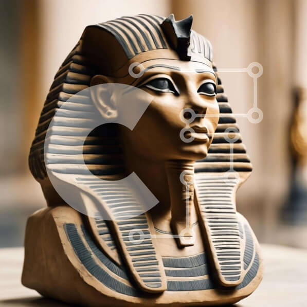 Intra Συλλεκτικό Ξύλινο Παζλ Plywood  4mm - Προτομή της αρχαίας Αιγύπτου Φαραώ Σε Ξύλινο Κουτί - Διαστάσεις Puzzle: 10x10 cm – 25 κομμάτια