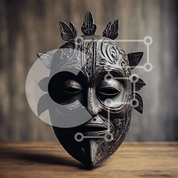 Intra Συλλεκτικό Ξύλινο Παζλ Plywood  4mm - Μαύρη μάσκα σε ξύλινο τραπέζι Σε Ξύλινο Κουτί - Διαστάσεις: 10x10 cm – 25 κομμάτια