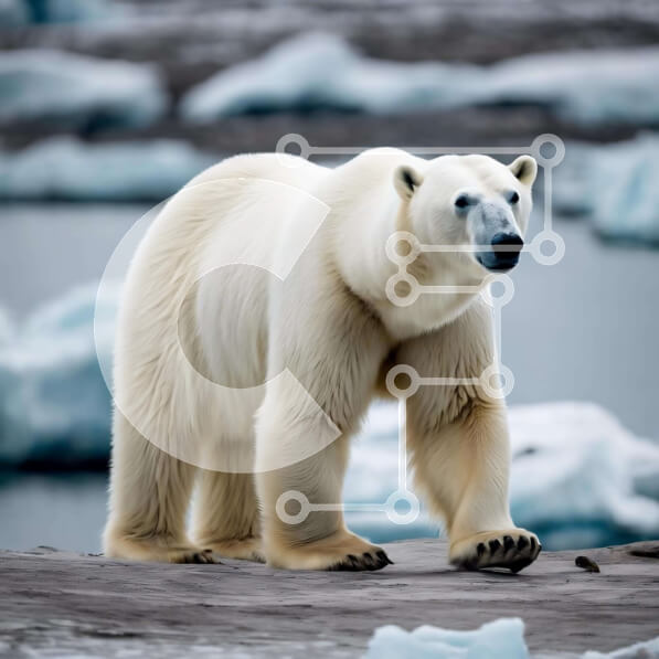 Intra Συλλεκτικό Ξύλινο Παζλ Plywood  4mm - Πολική αρκούδα στους πάγους κοντά στο νερό Σε Ξύλινο Κουτί - Διαστάσεις: 10x10 cm – 25 κομμάτια