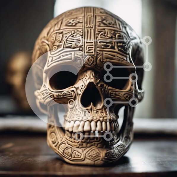 Intra Συλλεκτικό Ξύλινο Παζλ Plywood  4mm - Περίπλοκη ξύλινη οθόνη κρανίου Σε Ξύλινο Κουτί - Διαστάσεις Puzzle: 10x10 cm – 25 κομμάτια