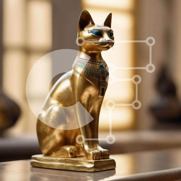 Intra Συλλεκτικό Ξύλινο Παζλ Plywood  4mm - Χρυσό άγαλμα της αιγυπτιακής γάτας Σε Ξύλινο Κουτί - Διαστάσεις: 10x10 cm – 25 κομμάτια