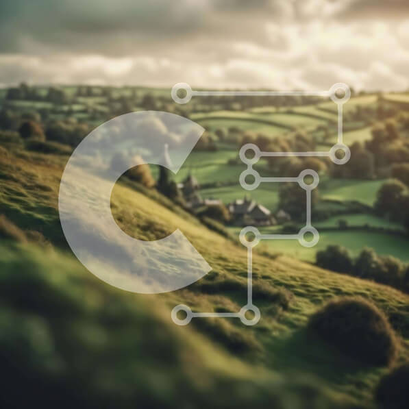 Intra Συλλεκτικό Ξύλινο Παζλ Plywood  4mm - Καταπράσινη πλαγιά με την παλιά εκκλησία και τη γύρω εξοχή Σε Ξύλινο Κουτί - Διαστάσεις: 10x10 cm – 25 κομμάτια