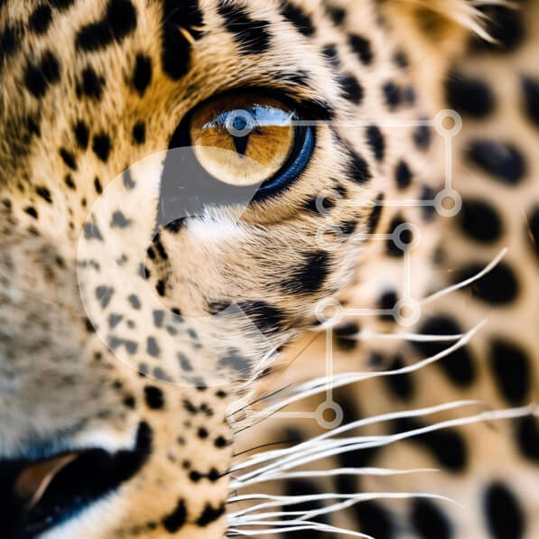 Intra Συλλεκτικό Ξύλινο Παζλ Plywood  4mm - Έντονο βλέμμα: Κοντινό πλάνο του προσώπου της λεοπάρδαλης Σε Ξύλινο Κουτί - Διαστάσεις: 10x10 cm – 25 κομμάτια