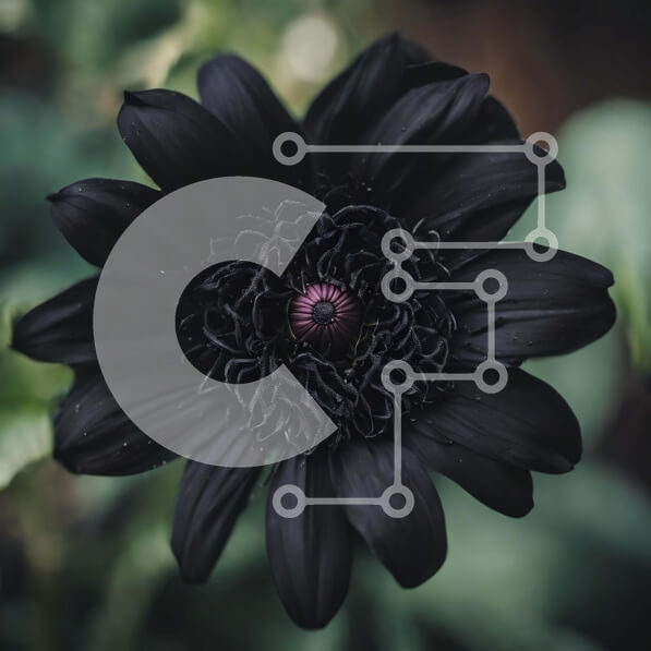 Intra Συλλεκτικό Ξύλινο Παζλ Plywood  4mm - Μαύρο λουλούδι με μωβ κέντρο Σε Ξύλινο Κουτί - Διαστάσεις: 10x10 cm – 25 κομμάτια