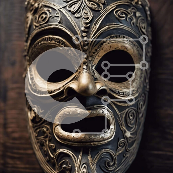 Intra Συλλεκτικό Ξύλινο Παζλ Plywood  4mm - Περίτεχνη μάσκα σε μαύρο και χρυσό Σε Ξύλινο Κουτί - Διαστάσεις Puzzle: 10x10 cm – 25 κομμάτια