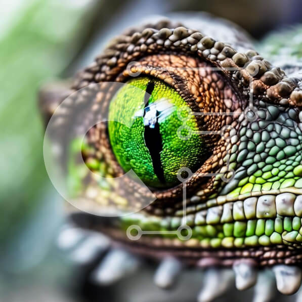 Intra Συλλεκτικό Ξύλινο Παζλ Plywood  4mm - Κοντινή εικόνα του ματιού μιας πράσινης σαύρας Σε Ξύλινο Κουτί - Διαστάσεις: 10x10 cm – 25 κομμάτια