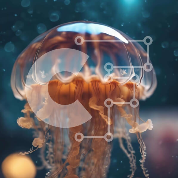 Intra Συλλεκτικό Ξύλινο Παζλ Plywood  4mm - Μέδουσες που κολυμπούν στο ενυδρείο με φυσαλίδες Σε Ξύλινο Κουτί - Διαστάσεις: 10x10 cm – 25 κομμάτια