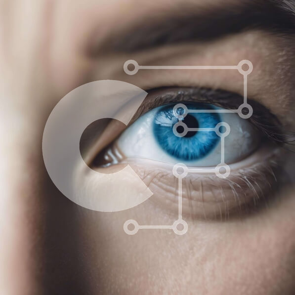 Σετ των 2 Intra Συλλεκτικό Ξύλινο Παζλ Plywood  4mm - Κοντινό πλάνο ενός μπλε ματιού που κοιτάζει επίμονα Σε Ξύλινο Κουτί - Διαστάσεις: 10x10 cm – 25 κομμάτια