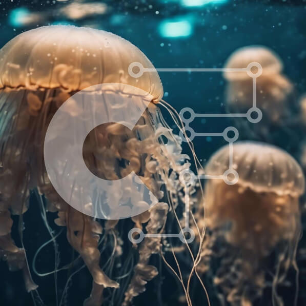 Intra Συλλεκτικό Ξύλινο Παζλ Plywood  4mm - Μαγευτική μέδουσα που κολυμπά στον ωκεανό Σε Ξύλινο Κουτί - Διαστάσεις: 10x10 cm – 25 κομμάτια