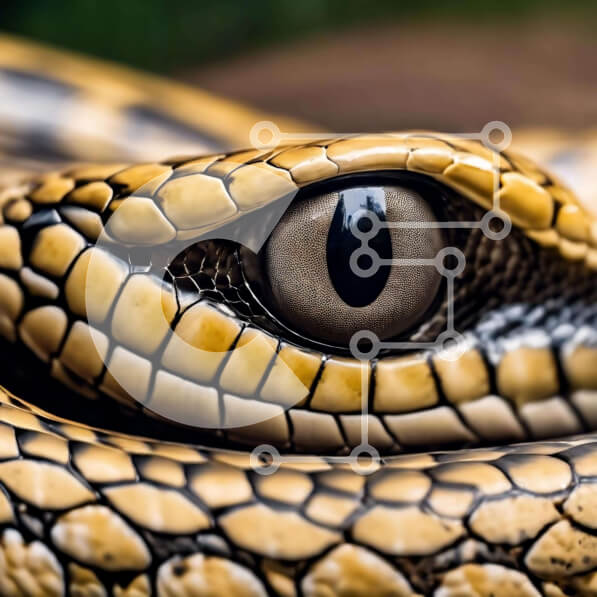 Intra Συλλεκτικό Ξύλινο Παζλ Plywood  4mm - Κοντινό πλάνο του κίτρινου και μαύρου ματιού ενός φιδιού Σε Ξύλινο Κουτί - Διαστάσεις: 10x10 cm – 25 κομμάτια