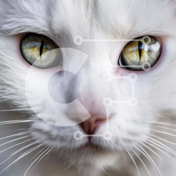 Intra Συλλεκτικό Ξύλινο Παζλ Plywood  4mm - Έντονο βλέμμα: Λευκή γάτα με λαμπερά πράσινα μάτια Σε Ξύλινο Κουτί - Διαστάσεις: 10x10 cm – 25 κομμάτια