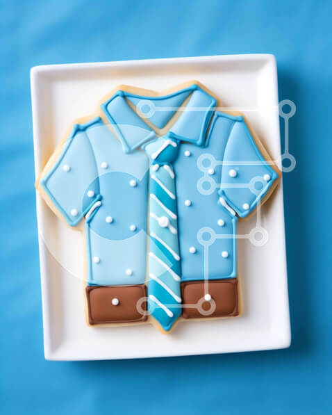 Σετ των 2 Intra Συλλεκτικό Ξύλινο Παζλ Plywood  4mm - Κομψό μπισκότο πουκάμισου και γραβάτας σε λευκό πιάτο Σε Ξύλινο Κουτί - Διαστάσεις: 10x10 cm – 25 κομμάτια