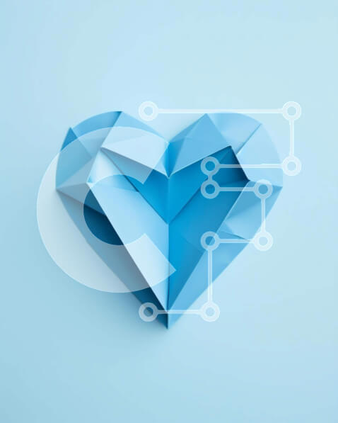 Intra Συλλεκτικό Ξύλινο Παζλ Plywood  4mm - Σχήμα καρδιάς Origami σε γαλάζιο φόντο Σε Ξύλινο Κουτί - Διαστάσεις: 10x10 cm – 25 κομμάτια