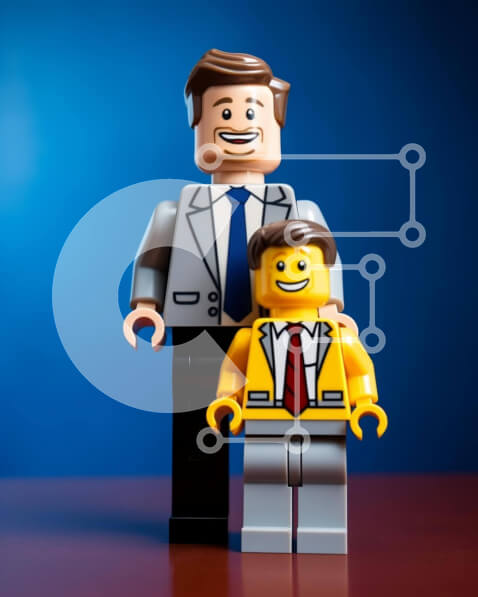 Intra Συλλεκτικό Ξύλινο Παζλ Plywood  4mm - Φιγούρες Lego που στέκονται μαζί με κοστούμια και γραβάτες Σε Ξύλινο Κουτί - Διαστάσεις: 10x10 cm – 25 κομμάτια