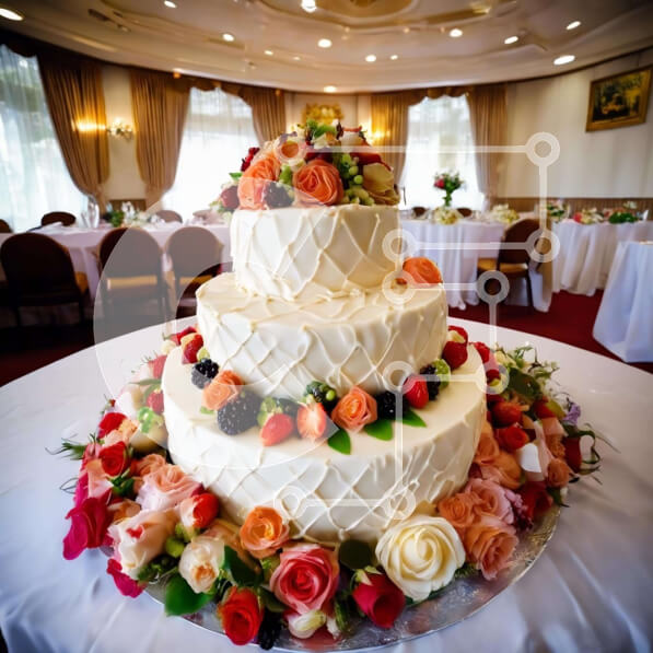 Σετ των 2 Intra Συλλεκτικό Ξύλινο Παζλ Plywood  4mm - Κομψή γαμήλια τούρτα τριών επιπέδων με φρέσκα φρούτα και λουλούδια Σε Ξύλινο Κουτί - Διαστάσεις: 10x10 cm – 25 κομμάτια