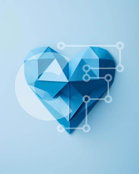 Intra Συλλεκτικό Ξύλινο Παζλ Plywood  4mm - Χαρτί Origami Blue Heart Σε Ξύλινο Κουτί - Διαστάσεις Puzzle: 10x10 cm – 25 κομμάτια