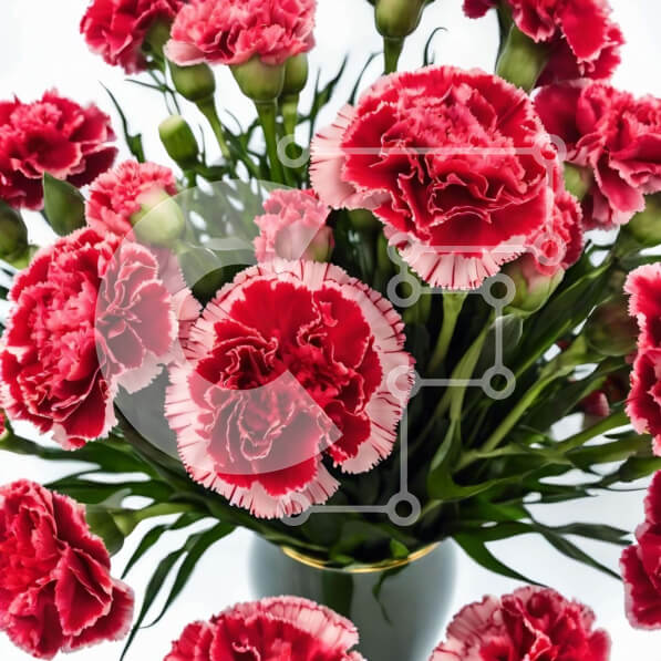 Σετ των 2 Intra Συλλεκτικό Ξύλινο Παζλ Plywood  4mm - Βάζο με κόκκινα γαρίφαλα και πράσινα φύλλα Σε Ξύλινο Κουτί - Διαστάσεις: 10x10 cm – 25 κομμάτια