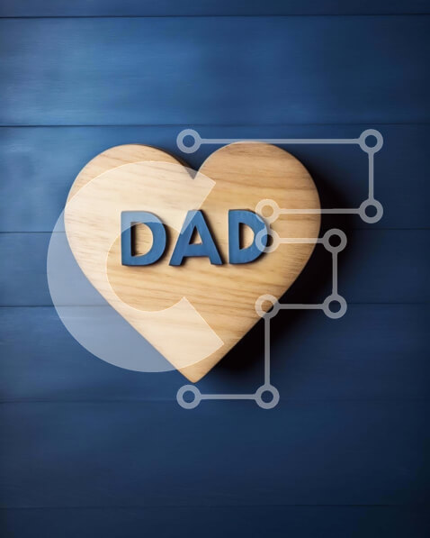 Intra Συλλεκτικό Ξύλινο Παζλ Plywood  4mm - Ξύλινη καρδιά με χαρακτικό «μπαμπά» σε μπλε φόντο Σε Ξύλινο Κουτί - Διαστάσεις: 10x10 cm – 25 κομμάτια