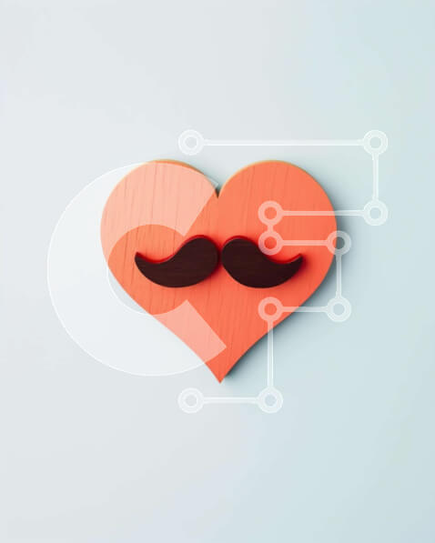 Intra Συλλεκτικό Ξύλινο Παζλ Plywood  4mm - Ξύλινο αντικείμενο σε σχήμα καρδιάς με μουστάκι Σε Ξύλινο Κουτί - Διαστάσεις: 10x10 cm – 25 κομμάτια