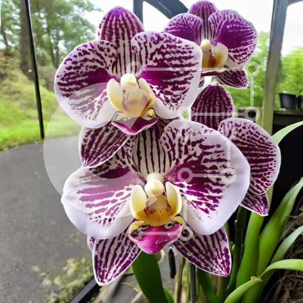 Intra Συλλεκτικό Ξύλινο Παζλ Plywood  4mm - Μωβ και λευκά λουλούδια ορχιδέας σε γυάλινο δοχείο Σε Ξύλινο Κουτί - Διαστάσεις: 10x10 cm – 25 κομμάτια