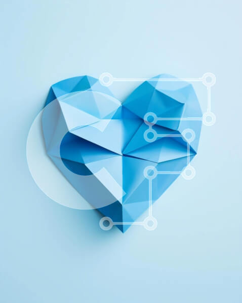 Intra Συλλεκτικό Ξύλινο Παζλ Plywood  4mm - Μπλε καρδιά Origami σε γαλάζιο φόντο Σε Ξύλινο Κουτί - Διαστάσεις: 10x10 cm – 25 κομμάτια