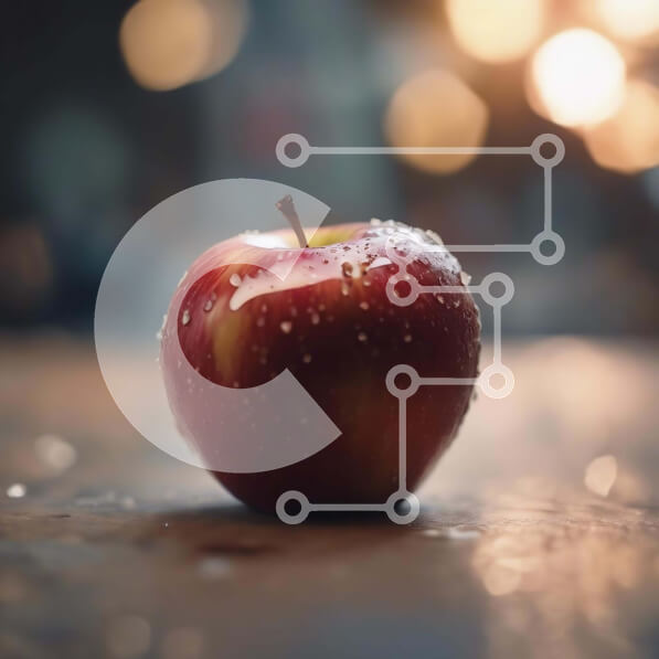 Σετ των 2 Intra Συλλεκτικό Ξύλινο Παζλ Plywood  4mm - Φρέσκο ​​μήλο με σταγονίδια νερού στο τραπέζι Σε Ξύλινο Κουτί - Διαστάσεις: 10x10 cm – 25 κομμάτια