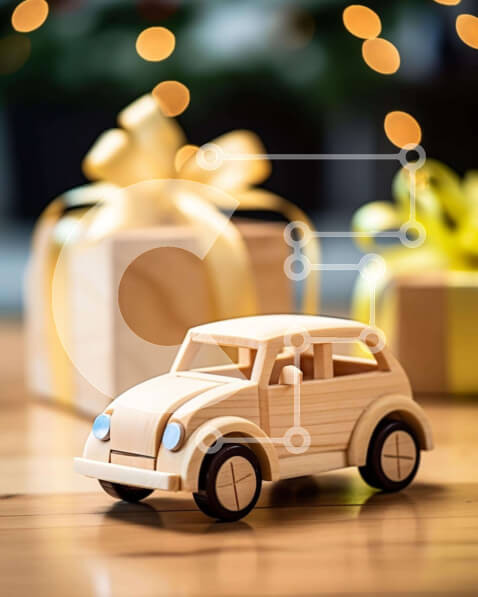 Intra Συλλεκτικό Ξύλινο Παζλ Plywood  4mm - Ξύλινα κουτιά παιχνιδιών αυτοκινήτων και δώρων στο τραπέζι Σε Ξύλινο Κουτί - Διαστάσεις: 10x10 cm – 25 κομμάτια