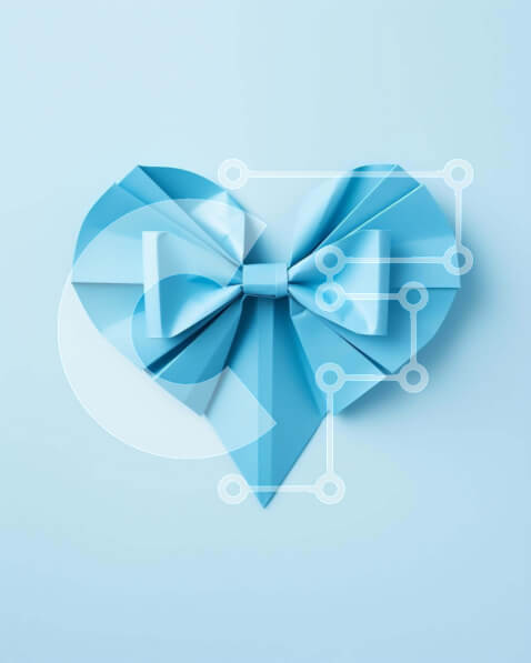 Intra Συλλεκτικό Ξύλινο Παζλ Plywood  4mm - Μπλε Καρδιά Origami με Φιόγκο για συσκευασία δώρου και διακόσμηση Σε Ξύλινο Κουτί - Διαστάσεις Puzzle: 10x10 cm – 25 κομμάτια